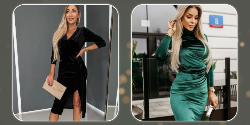 βελούδινα φορέματα για Χριστούγεννα