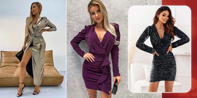 βραδινά φορέματα lurex και μεταλιζέ