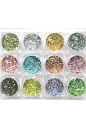 Σετ Glitter νυχιών Nail Art - Παλέτα - Glitter DJ - 12pcs - 910570