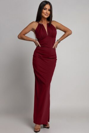 ΦΟΡΕΜΑ MAXI ΜΕ ΑΝΟΙΧΤΗ ΠΛΑΤΗ ΚΑΙ ΜΕΤΑΛΛΙΚΗ ΛΕΠΤΟΜΕΡΕΙΑ - ΜΠΟΡΝΤΟ