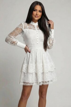 ΦΟΡΕΜΑ ΜΙΝΙ ΜΕ ΔΑΝΤΕΛΑ ΚΑΙ ΒΟΛΑΝ - ΛΕΥΚΟ
