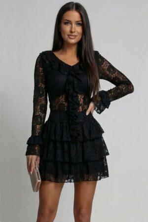 ΣΕΤ ΦΟΥΣΤΑ MINI ΚΑΙ ΜΠΛΟΥΖΑ ΜΕ ΔΑΝΤΕΛΑ - ΜΑΥΡΟ