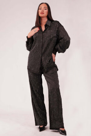 ΣΕΤ ΣΑΤΕΝ ΜΠΛΟΥΖΑ ΚΑΙ ΠΑΝΤΕΛΟΝΙ ΜΕ STRASS - SILVER