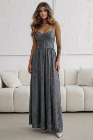 ΦΟΡΕΜΑ MAXI CORSET ΜΕΤΑΛΛΙΖΕ - ΓΚΡΙ