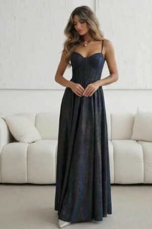 ΦΟΡΕΜΑ MAXI CORSET ΜΕΤΑΛΛΙΖΕ - ΜΑΥΡΟ