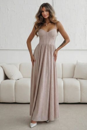 ΦΟΡΕΜΑ MAXI CORSET ΜΕΤΑΛΛΙΖΕ - ΜΠΕΖ