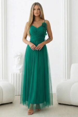 ΦΟΡΕΜΑ MAXI ΜΕ ΤΙΡΑΝΤΕΣ ΚΑΙ ΤΟΥΛΙ - ΠΡΑΣΙΝΟ