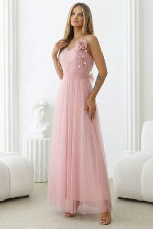 ΦΟΡΕΜΑ MAXI ΜΕ ΤΙΡΑΝΤΕΣ ΚΑΙ ΤΟΥΛΙ - ΡΟΖ