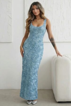 ΦΟΡΕΜΑ MAXI ΑΜΑΝΙΚΟ ΜΕ ΤΡΙΑΝΤΑΦΥΛΛΑ - ΓΑΛΑΖΙΟ