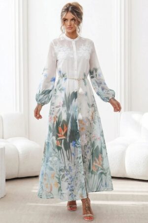 ΦΟΡΕΜΑ MAXI ΑΕΡΙΝΟ ΣΕΜΙΖΙΕ ΜΕ ΖΩΝΗ - ΛΕΥΚΟ