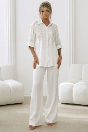 ΣET ΠΟΥΚΑΜΙΣΟ ΜΕ ΚΕΝΤΗΜΑ ΚΑΙ ΠΑΝΤΕΛΟΝΙ - ΛΕΥΚΟ