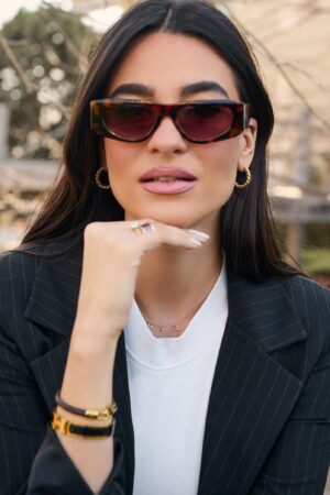 Γυαλιά Ηλίου Lucia Με Κοκκάλινο Σκελετό Και Ιδιαίτερο Βραχίονα - Leopard Καφέ