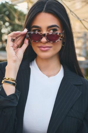 Γυαλιά Ηλίου Lucia Με Κοκκάλινο Σκελετό Και Ιδιαίτερο Βραχίονα - Leopard