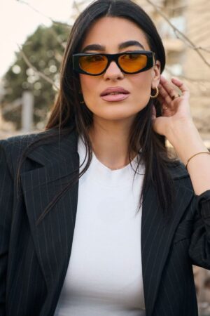 Γυαλιά Ηλίου Lucia Με Κοκκάλινο Σκελετό Και Ιδιαίτερο Βραχίονα - Μαύρο