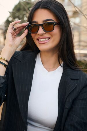 Γυαλιά Ηλίου Lucia Με Τετραγωνισμένο Κοκκάλινο Σκελετό - Καφέ