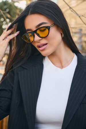 Γυαλιά Ηλίου Juno Με Οβάλ Κοκκάλινο Σκελετό - Πορτοκαλί