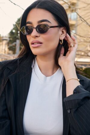 Γυαλιά Ηλίου Jade Με Οβάλ Φακό Και Κοκκάλινο Σκελετό - Καφέ