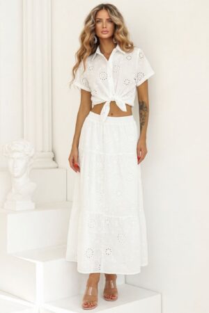 ΣΕΤ ΦΟΥΣΤΑ MIDI ΚΑΙ ΠΟΥΚΑΜΙΣΟ ΜΕ ΚΕΝΤΗΜΑ - ΛΕΥΚΟ