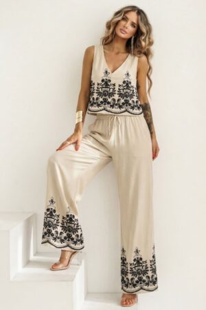 ΣΕΤ ΠΑΝΤΕΛΟΝΙ ΚΑΙ ΓΙΛΕΚΟ CROPPED ΜΕ ΚΕΝΤΗΜΑ - ΜΠΕΖ