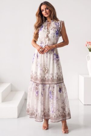 ΦΟΡΕΜΑ MAXI FLORAL ΑΜΑΝΙΚΟ ΜΕ ΒΟΛΑΝ - ΜΠΛΕ