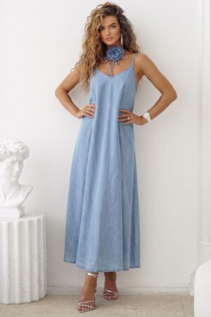 ΦΟΡΕΜΑ MAXI JEAN ΑΕΡΙΝΟ ΜΕ ΛΟΥΛΟΥΔΙ - LIGHT BLUE