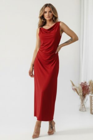 ΦΟΡΕΜΑ MAXI ΝΤΡΑΠΕ ΜΕ ΑΓΚΡΑΦΑ ΣΤΟΝ ΩΜΟ - ΚΟΚΚΙΝΟ