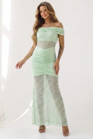 ΦΟΡΕΜΑ MAXI OFF SHOULDER ΜΕ ΔΑΝΤΕΛΑ - ΒΕΡΑΜΑΝ