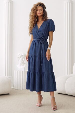 ΦΟΡΕΜΑ MIDI JEAN ΜΕ ΒΟΛΑΝ - ΣΚΟΥΡΟ ΜΠΛΕ