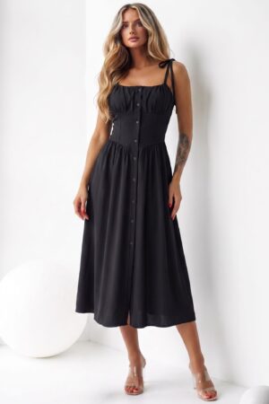 ΦΟΡΕΜΑ MIDI ΣΕΜΙΖΙΕ CORSET - ΜΑΥΡΟ