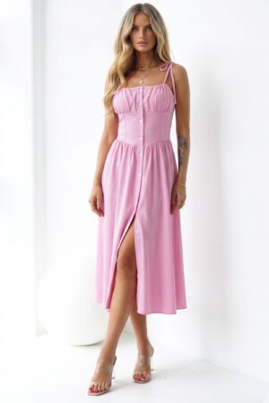 ΦΟΡΕΜΑ MIDI ΣΕΜΙΖΙΕ CORSET - ΡΟΖ