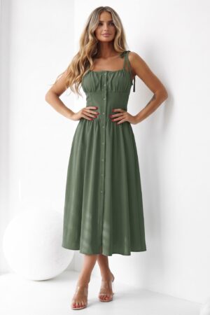 ΦΟΡΕΜΑ MIDI ΣΕΜΙΖΙΕ CORSET - ΧΑΚΙ