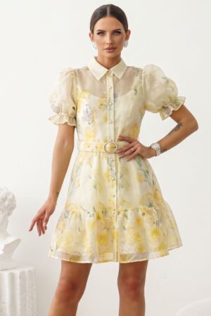 ΦΟΡΕΜΑ MΙNI FLORAL ΜΕ ΒΟΛΑΝ ΚΑΙ BALLOON ΜΑΝΙΚΙΑ - ΚΙΤΡΙΝΟ