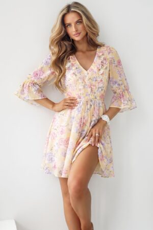 ΦΟΡΕΜΑ MΙNI FLORAL ΜΕ ΖΩΝΗ - ΚΙΤΡΙΝΟ