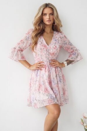 ΦΟΡΕΜΑ MΙNI FLORAL ΜΕ ΖΩΝΗ - ΡΟΖ
