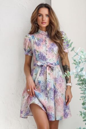 ΦΟΡΕΜΑ MΙNI FLORAL ΣΕΜΙΖΙΕ ΜΕ ΖΩΝΗ - ΛΙΛΑ