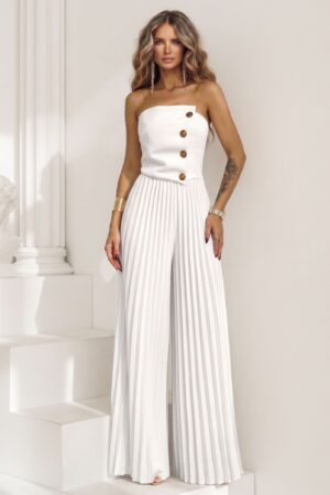 ΟΛΟΣΩΜΗ ΦΟΡΜΑ STRAPLESS ΠΛΙΣΕ - ΛΕΥΚΟ