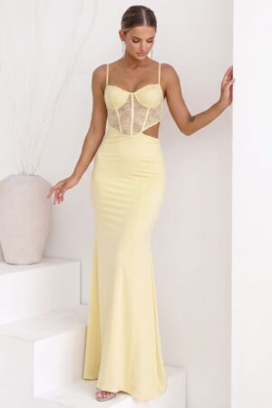 ΦΟΡΕΜΑ MAXI CORSET ΜΕ CUT OUT - ΚΙΤΡΙΝΟ