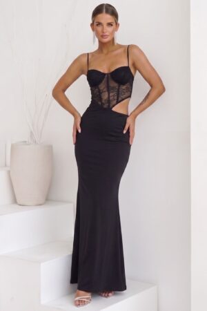 ΦΟΡΕΜΑ MAXI CORSET ΜΕ CUT OUT - ΜΑΥΡΟ