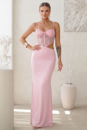 ΦΟΡΕΜΑ MAXI CORSET ΜΕ CUT OUT - ΡΟΖ