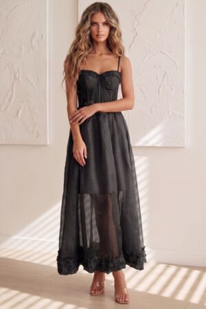 ΦΟΡΕΜΑ MAXI CORSET ΜΕ ΔΙΑΦΑΝΕΙΑ - ΜΑΥΡΟ