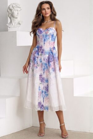 ΦΟΡΕΜΑ MIDI ΑΕΡΙΝΟ FLORAL CORSET - ΛΙΛΑ