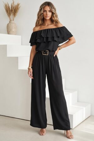 ΟΛΟΣΩΜΗ ΦΟΡΜΑ OFF SHOULDER ΜΕ ΒΟΛΑΝ - ΜΑΥΡΟ