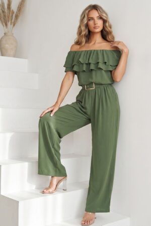 ΟΛΟΣΩΜΗ ΦΟΡΜΑ OFF SHOULDER ΜΕ ΒΟΛΑΝ - ΧΑΚΙ