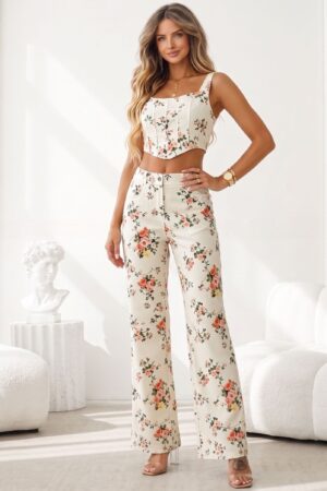 ΣΕΤ JEAN TOP CROPPED ΚΑΙ ΠΑΝΤΕΛΟΝΙ FLORAL - ΙΒΟΥΑΡ