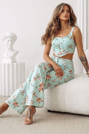 ΣΕΤ JEAN TOP CROPPED ΚΑΙ ΠΑΝΤΕΛΟΝΙ FLORAL - ΒΕΡΑΜΑΝ