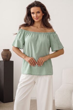 ΜΠΛΟΥΖΑ OFF SHOULDER ΜΕ ΒΟΛΑΝ ΣΤΑ ΜΑΝΙΚΙΑ - ΒΕΡΑΜΑΝ