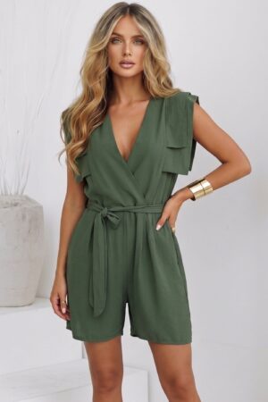 ΟΛΟΣΩΜΟ SHORTS ΑΜΑΝΙΚΟ ΜΕ ΖΩΝΗ ΣΤΗ ΜΕΣΗ - ΧΑΚΙ