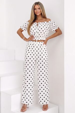 ΣΕΤ TOP OFF SHOULDER ΚΑΙ ΠΑΝΤΕΛΟΝΙ ΠΟΥΑ - ΛΕΥΚΟ