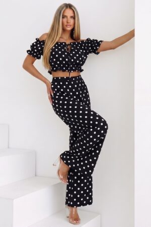 ΣΕΤ TOP OFF SHOULDER ΚΑΙ ΠΑΝΤΕΛΟΝΙ ΠΟΥΑ - ΜΑΥΡΟ