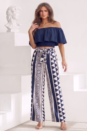 ΣΕΤ TOP ΜΕ ΒΟΛΑΝ ΚΑΙ BOHO ΠΑΝΤΕΛΟΝΑ - ΜΠΛΕ